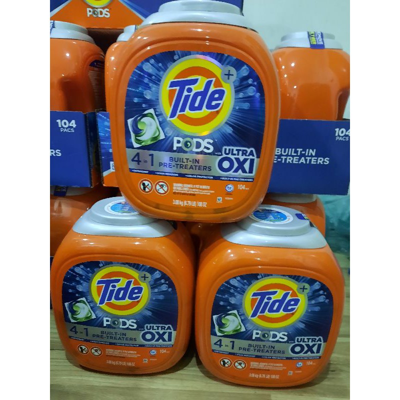 Viên Giặt Xả Tide Pods 104 Viên Downy 4in1 - Ultra Oxi - Hàng Chuẩn Mỹ