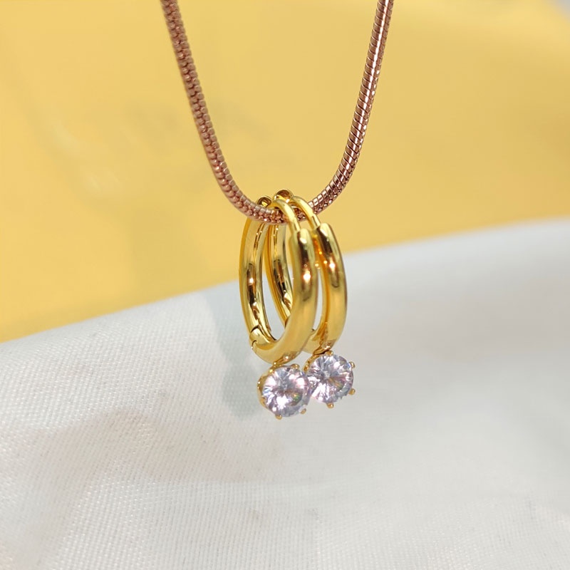 Khuyên Tai Lủng Lẳng Bằng Thép Không Gỉ | Bông Tai Sáu Móng Đính Kim Cương Giả Mini | Bông Tai Bằng Thép Titan Mạ Vàng 18K Thời Trang | Bông Tai Khóa Tròn Thời Trang Đơn Giản