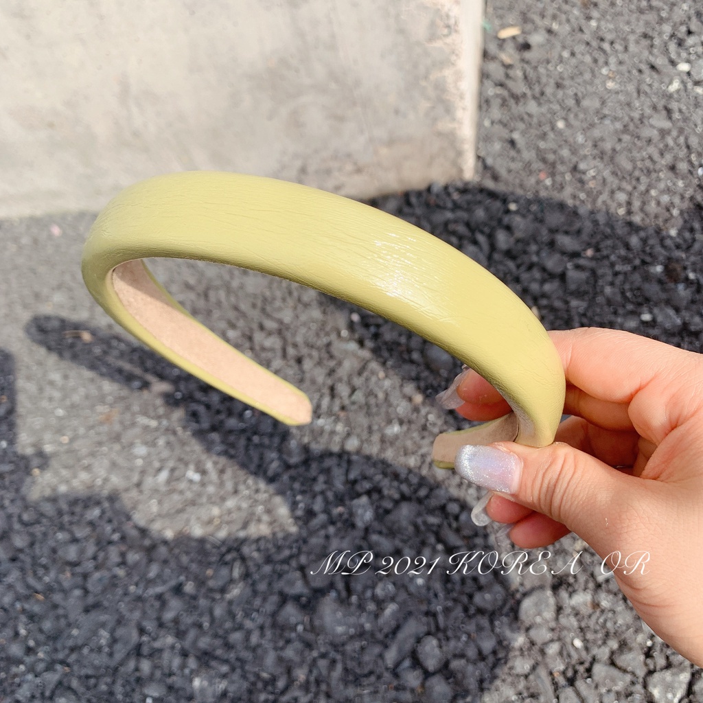 Băng đô vải da mỏng màu kẹo đơn giản thời trang dành cho nữ