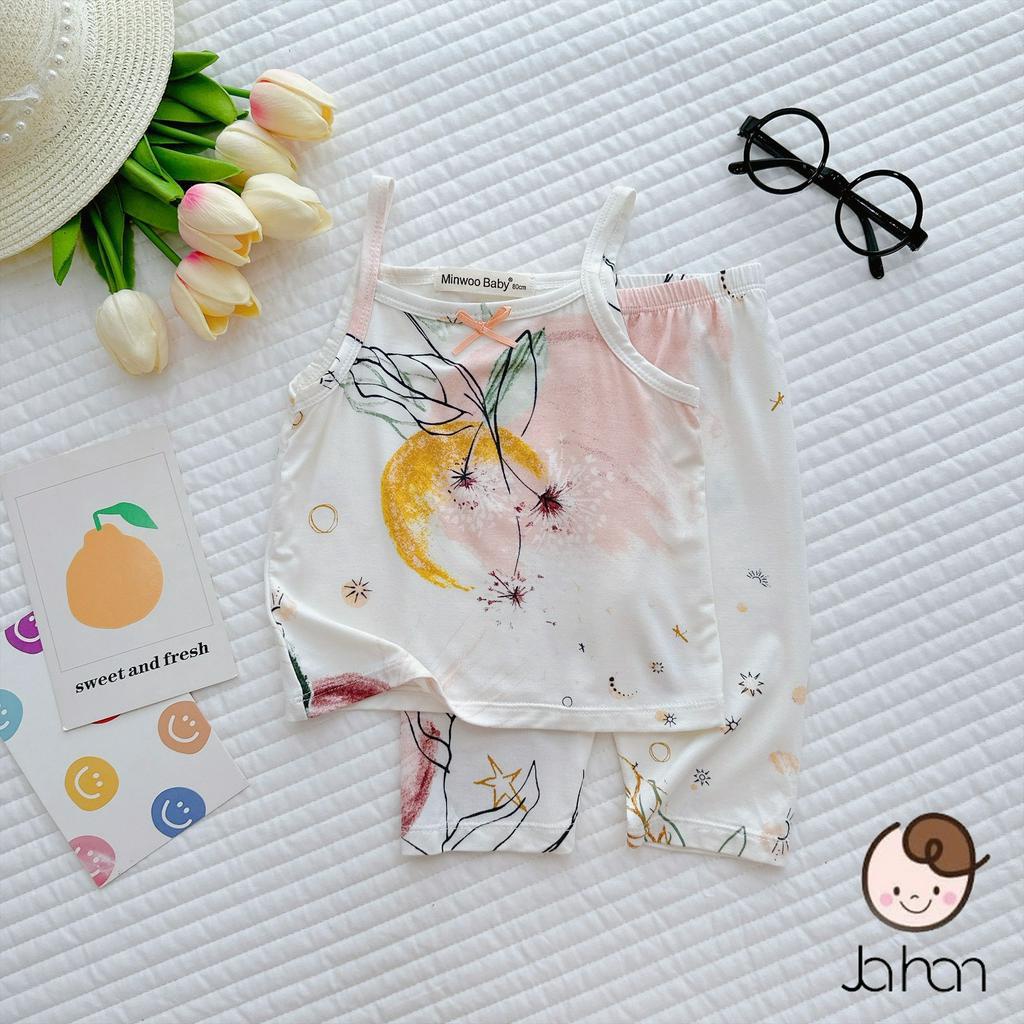 Bộ 2 dây Size 80-120  quần lửng qua gối cotton lạnh mát mịn cho bé gái