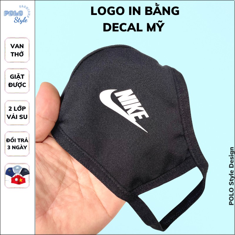 Khẩu trang 2 lớp vải Su in Logo có van thở POLO Style - Chống giọt bắn, không đau tai, sử dụng ít nhất 6 tháng