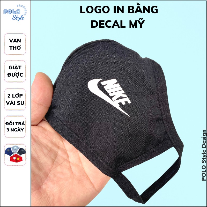 Khẩu trang 2 lớp vải Su in Logo có van thở POLO Style - Chống giọt bắn, không đau tai, sử dụng ít nhất 6 tháng