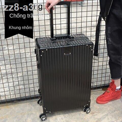 Hộp đựng xe đẩy khung nhôm bánh đa năng 24 inch 26 28 hợp kim nam vali nữ retro góc vuông