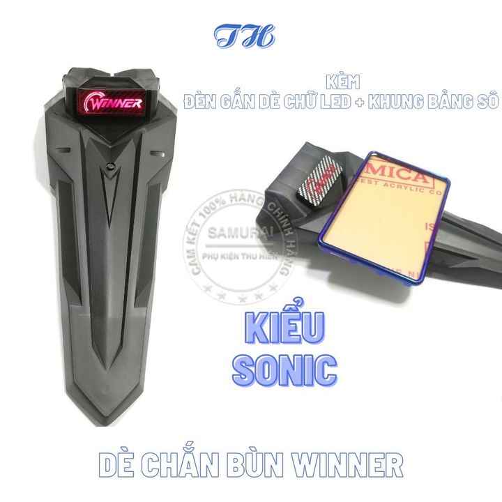 Dè chắn bùn sau xe winner 150 kiểu sonic kèm đèn led gắn dè và khung bảng số
