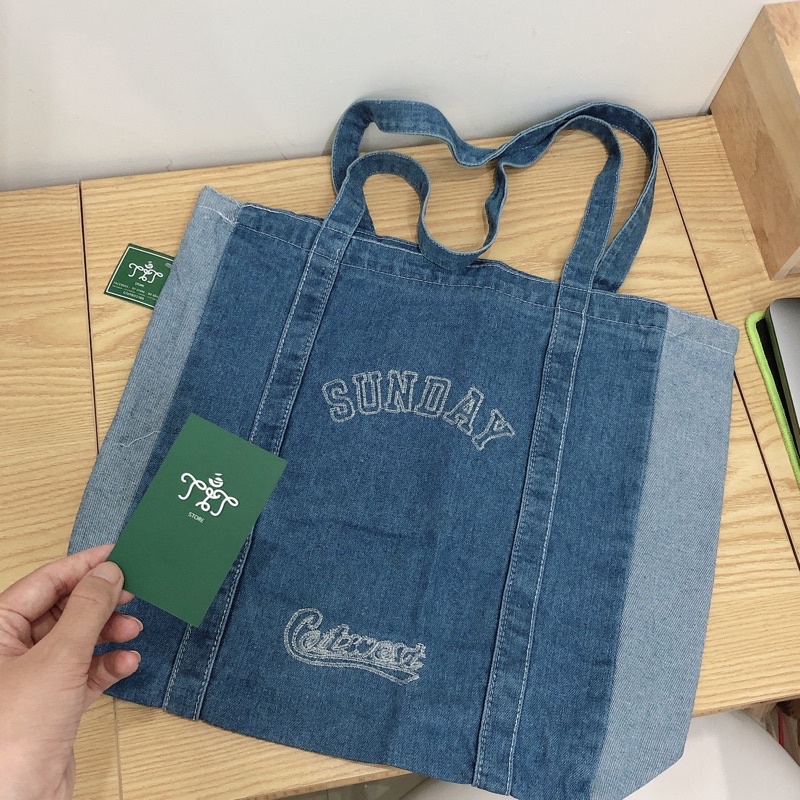 Túi đeo vai vải jean denim size to Sunday ulzzang Hàn Quốc
