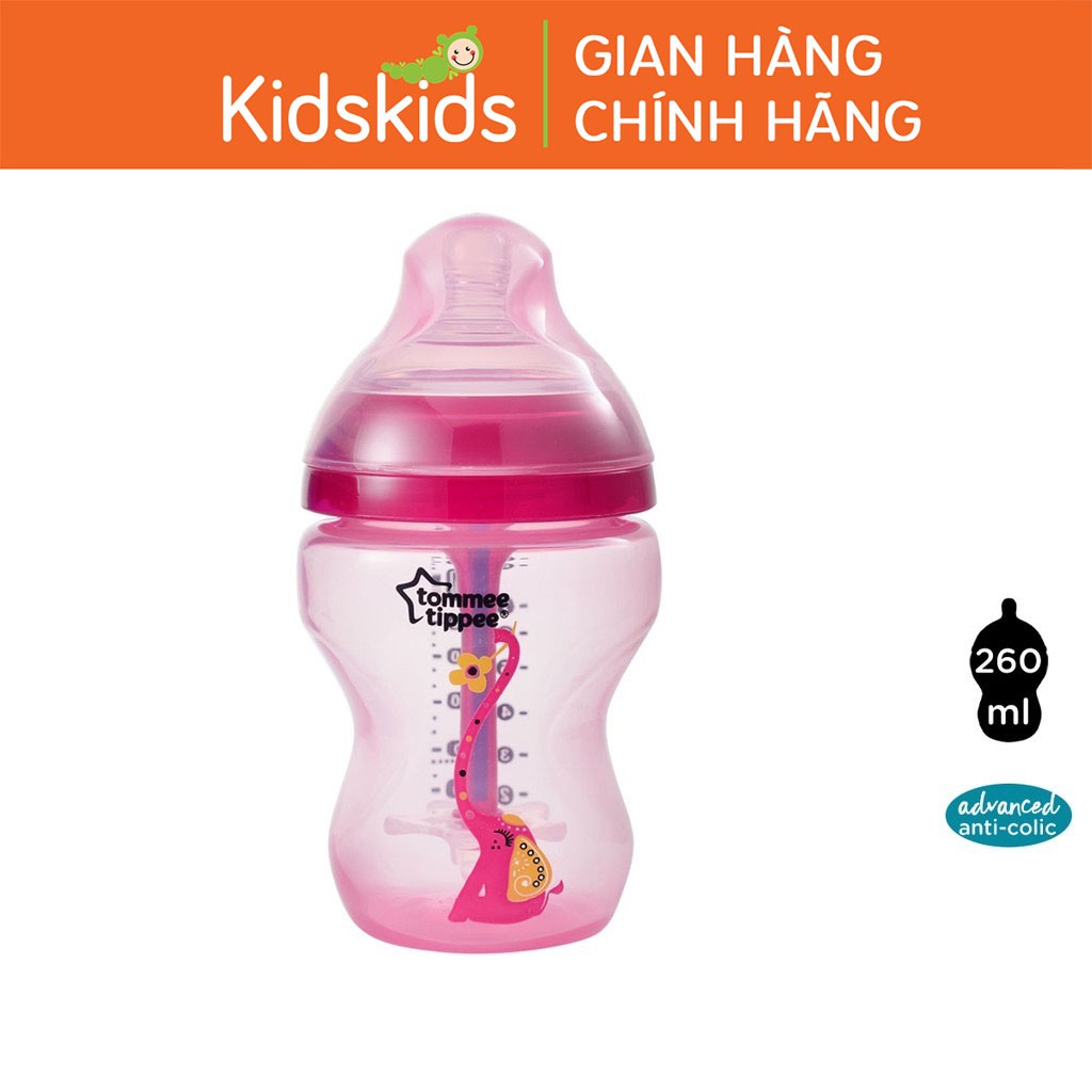 Bình sữa chống đầy hơi Tommee Tippee Advanced Anti-Colic 260ml (bình đơn) - Hồng