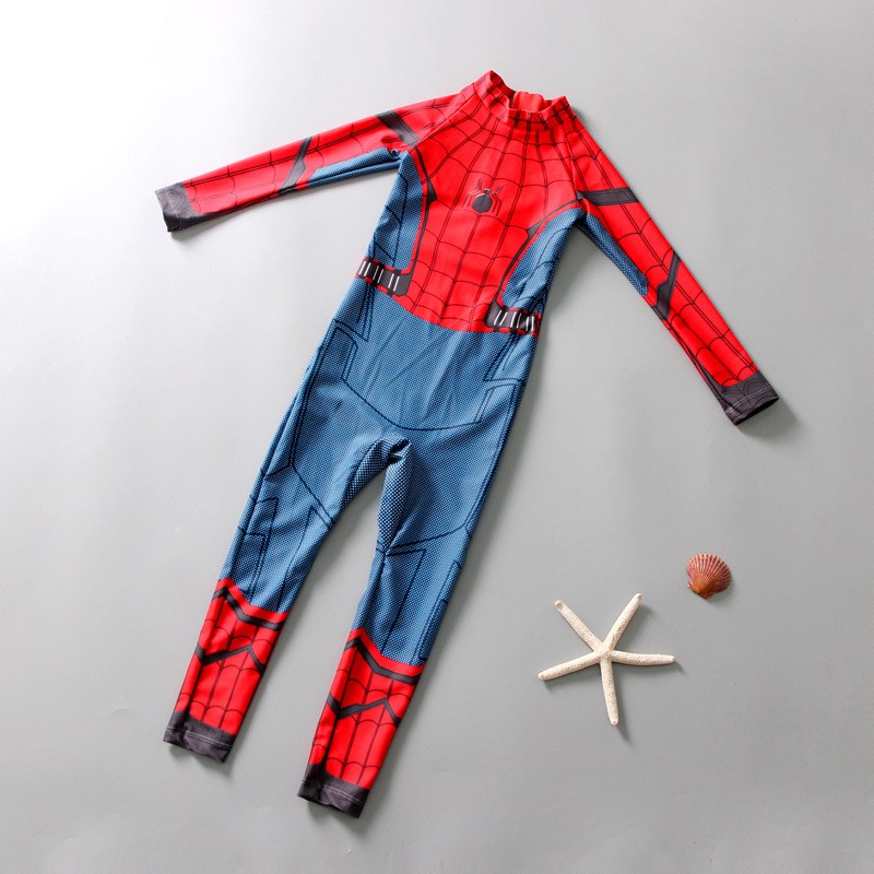 Bộ đồ bơi áo tay dài + Mũ bơi hình người sắt cho bé trai