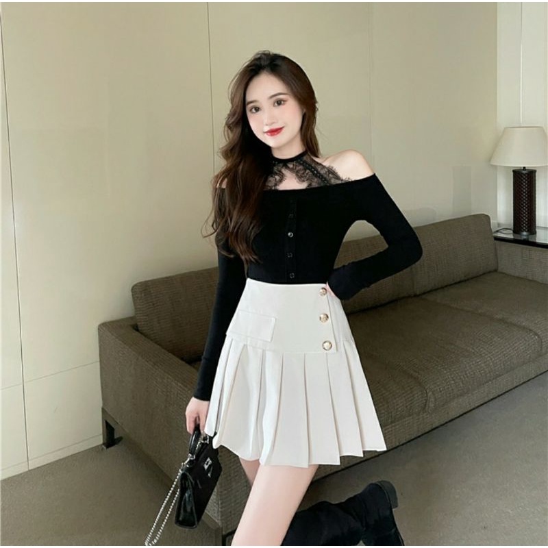 Chân Váy Xếp Ly 3 Cúc 🥰Chân Váy Xếp Ly Theo Phong Cách Hàn Quốc🥰