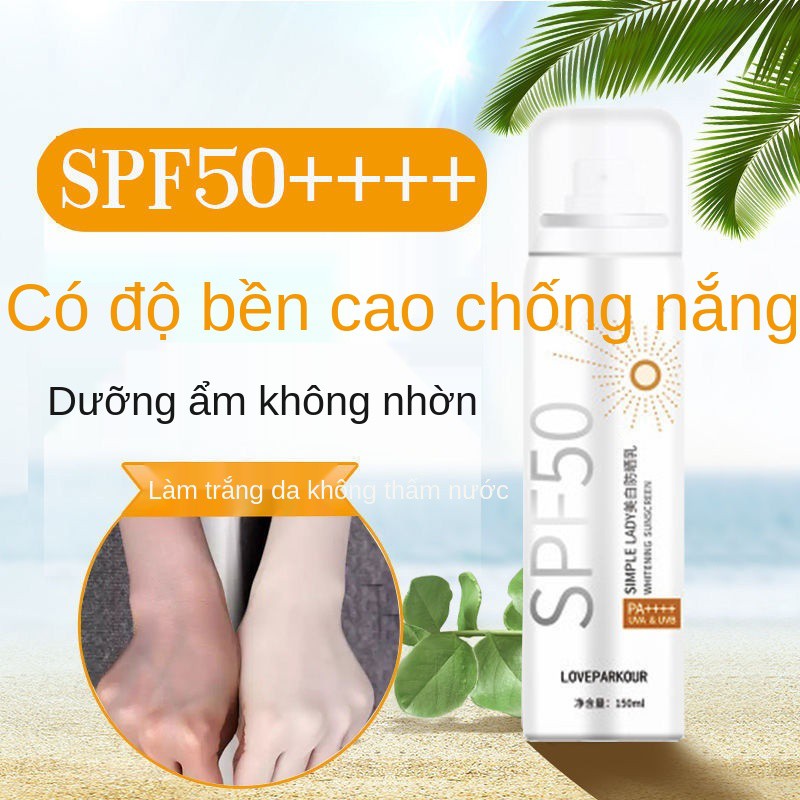 xịt chống nắng làm trắng spf50 học sinh quân sự huấn luyện dưỡng ẩm đầy đủ tia UV có thể lên mặt