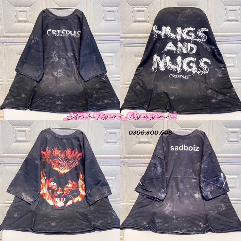 Áo phông loang tay lỡ unisex in hình cá tính khônh bong tróc (ảnh thật_annstore)♥️ Áo thun oversize loang đen