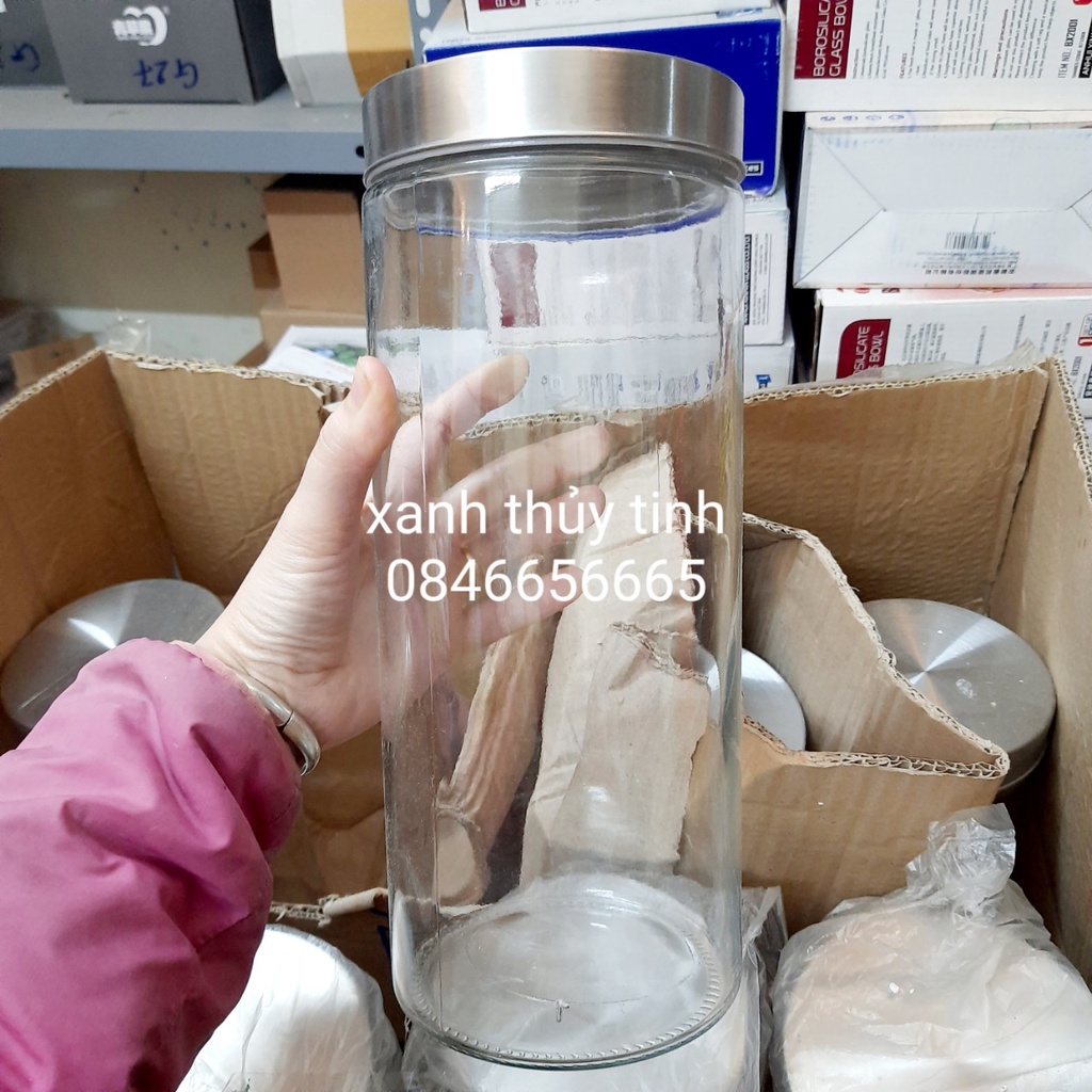 Hũ thủy tinh nắp xoáy inox 2200ml - Mã 1089L
