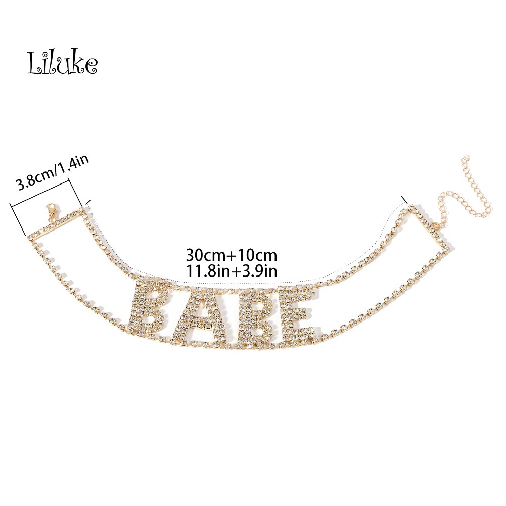Vòng Cổ Choker Hợp Kim Mạ Vàng Trang Trí Chữ Babe Đính Đá Sang Trọng Cho Nữ