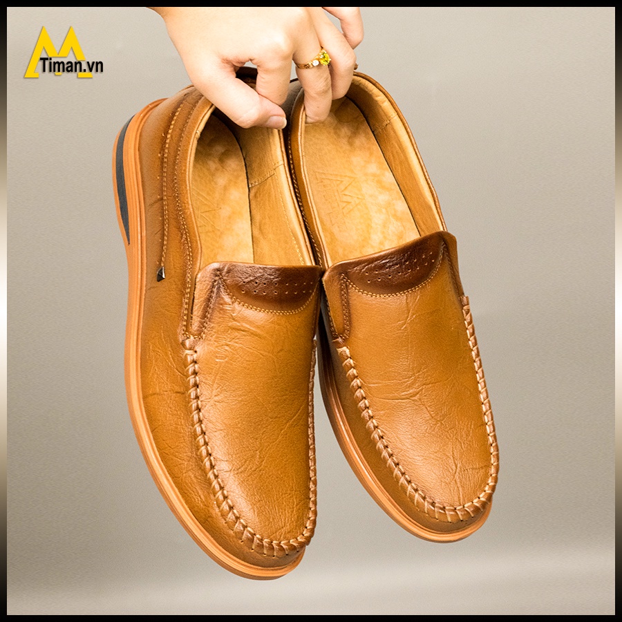 Giày lười nam chất liệu da bò tây đẹp phong cách công sở thiết kế mọi cao cấp bảo hành 5 năm NK37 TIMAN