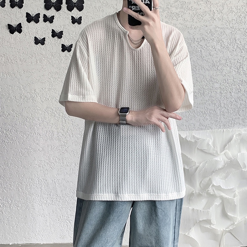 Áo Thun Nam Ngắn Tay Phong Cách Hàn Quốc Thời Trang Simple unisex áo phông rộng lụa Sọc bigsize áo phông trắng Nam
