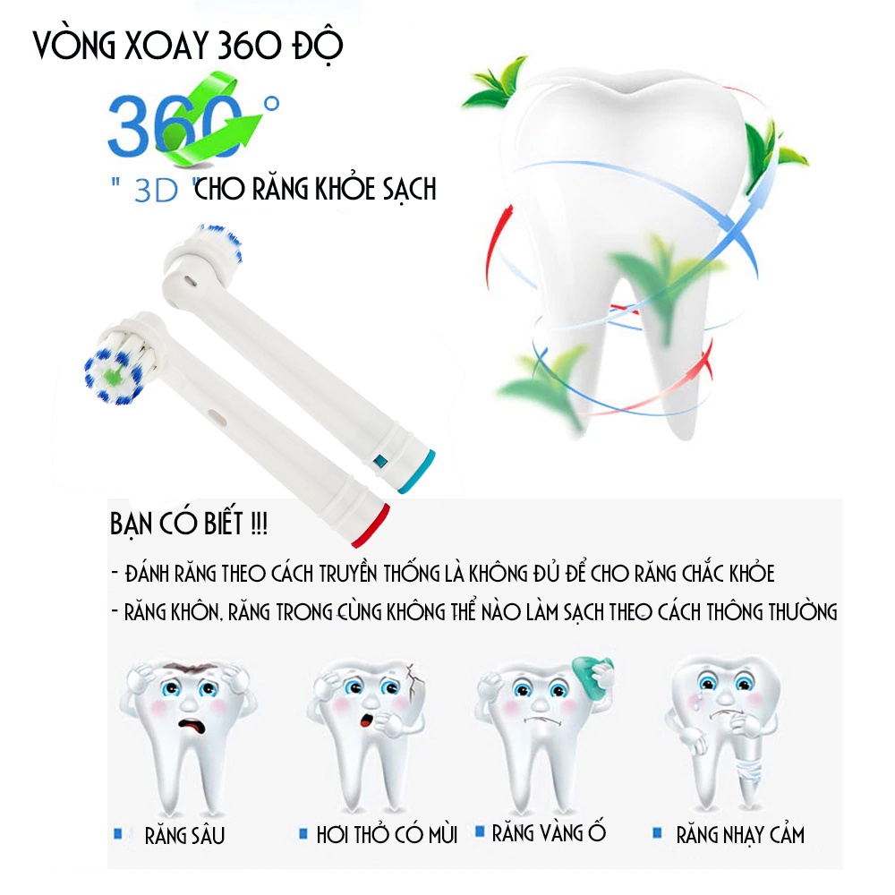 Cho máy Oral B, EB60-X Extra Thin Care Lông mềm, set bộ 4 đầu bàn chải đánh răng điện thay thế Minh House