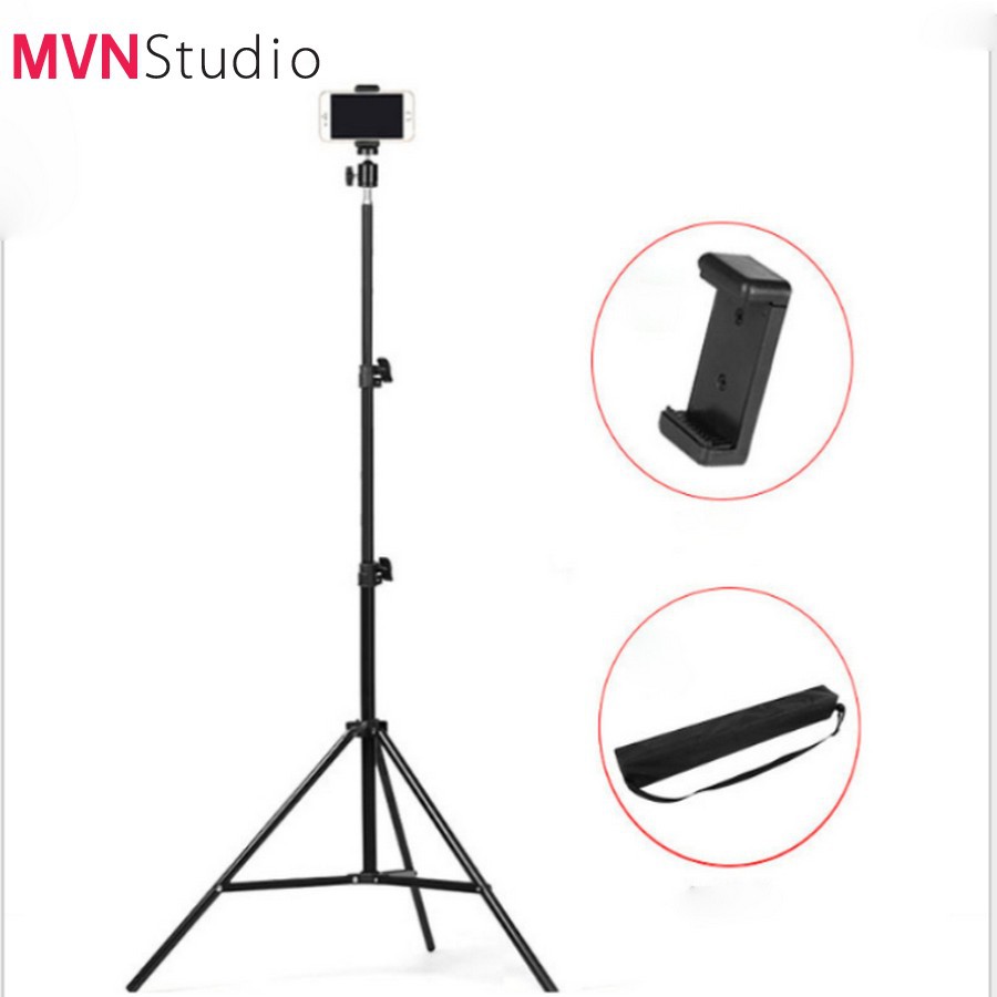 Chân tripod gắn điện thoại dùng chụp ảnh, livestream, quay phim chiều cao 2m1 - MVN Studio