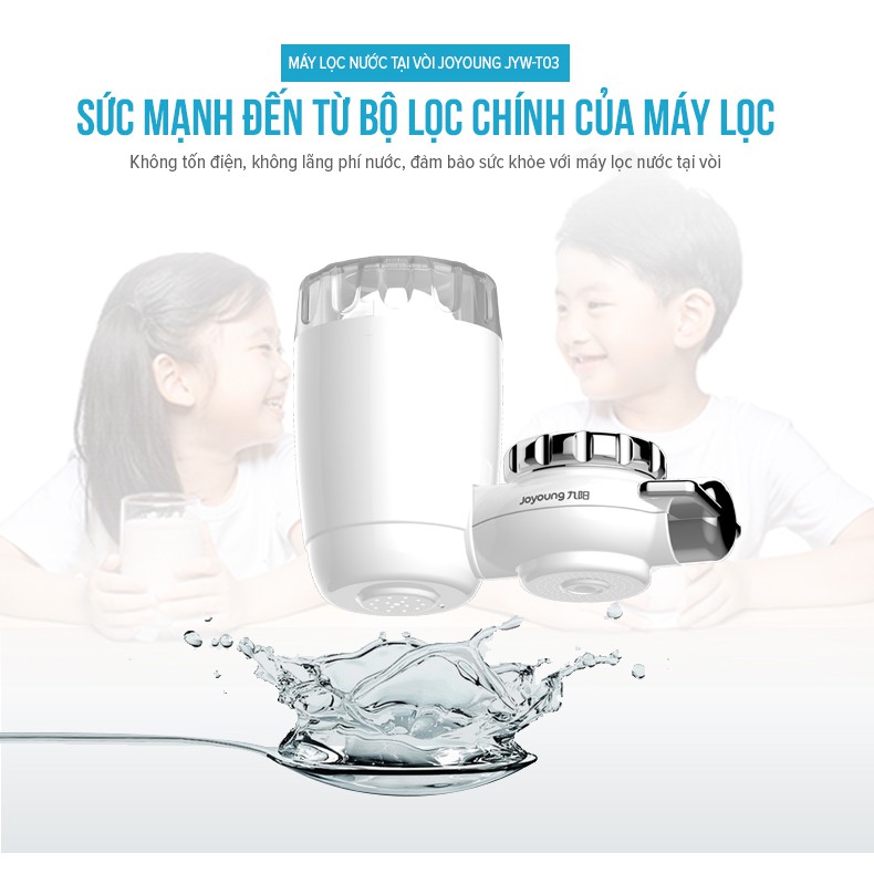 [Mẫu mới nhất]Máy lọc nước, khử mùi, khử màu tại vòi Joyoung  JYW-T03 quan sát được lõi lọc, dễ lắp ráp