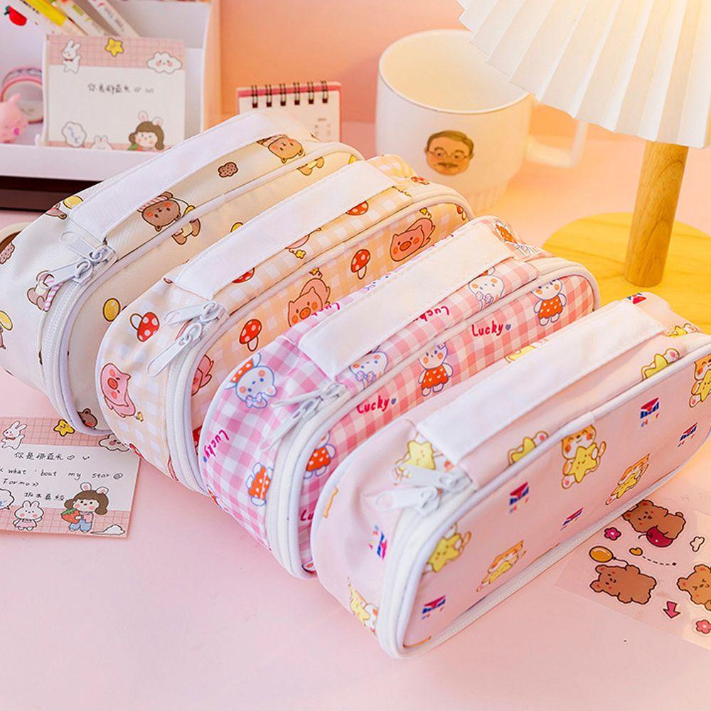 Túi Đựng Bút Bằng Vải Canvas In Hình Động Vật Dễ Thương Sáng Tạo