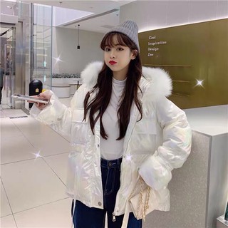 Áo khoác phao nữ thời trang, chất phao bóng hologram phong cách, kiểu dáng trẻ trung