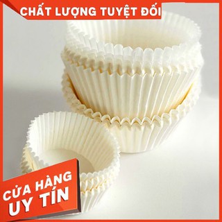 Bộ 10 chén giấy cupcake mềm trắng lót nướng bánh, lót bánh bao đường kính 9.5cm