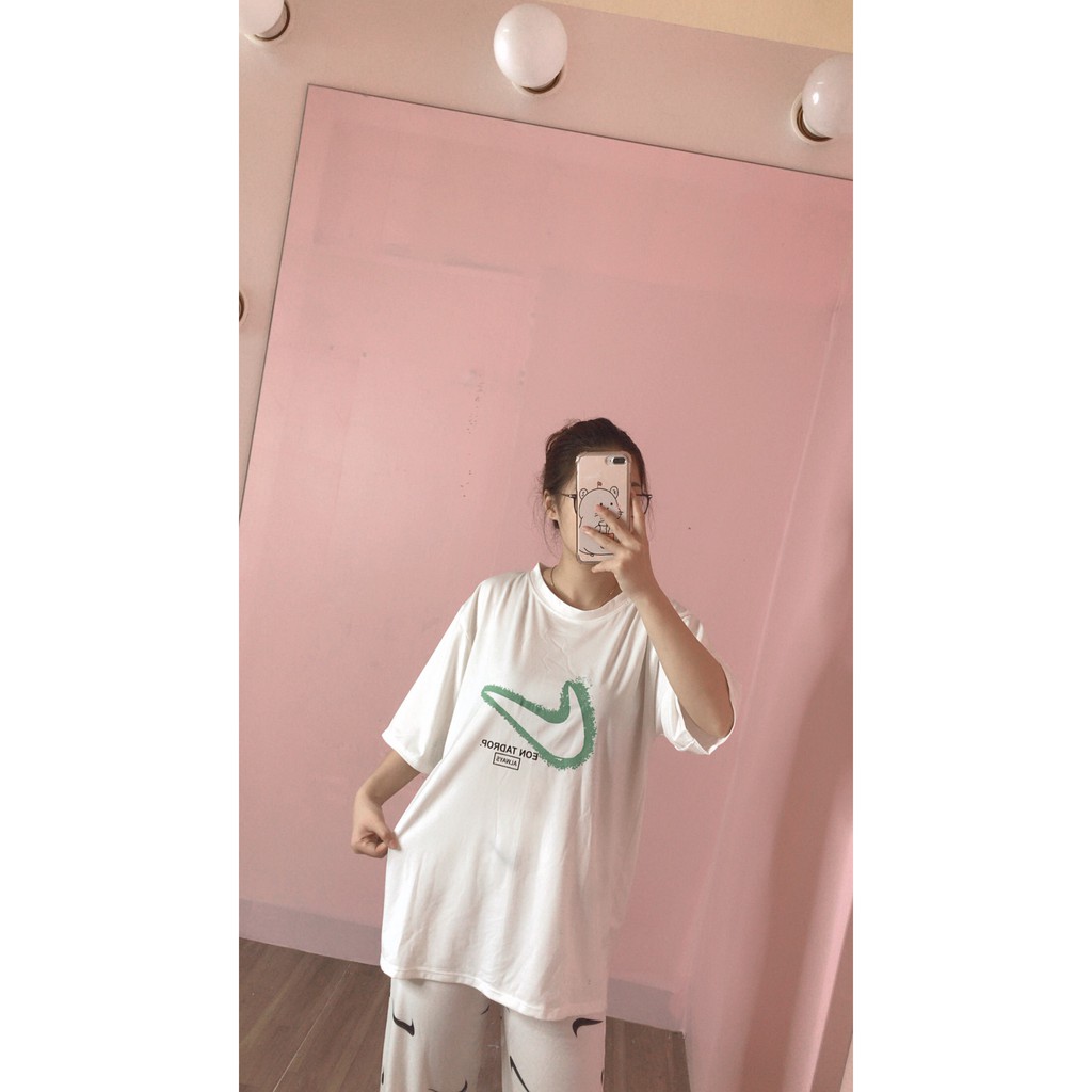 Set áo thun tay lỡ form thụng ulzzang kèm quần jogger NI vảy ống rộng/ Set bộ thể thao thời trang nữ_ranstore | BigBuy360 - bigbuy360.vn