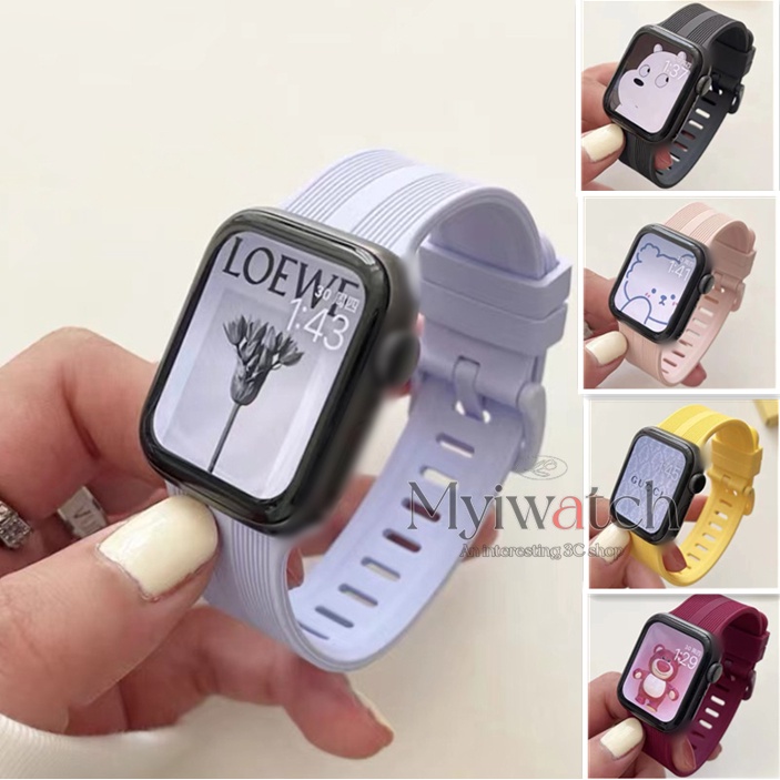 Dây Đeo Đồng Hồ Bằng silicone Mềm Có Khóa Màu Kẹo Cho iwatch 45mm 41mm 44mm 40mm 38mm 42mm 7 6 5 SE 4 3 2