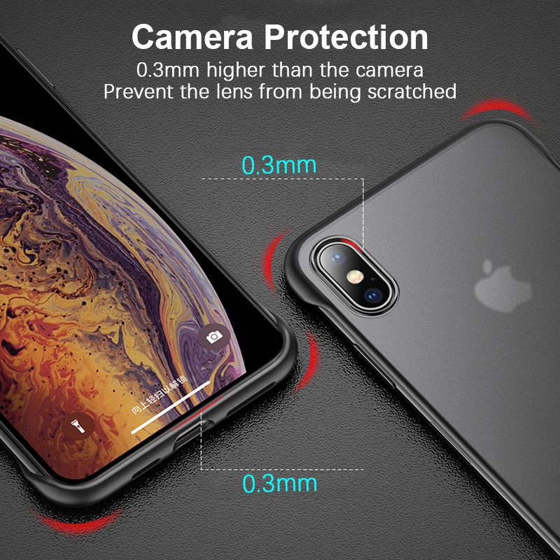 Ốp điện thoại mỏng trong suốt không viền cho iPhone 11 Pro Max 7 8 6 6S Plus X XS Max XR