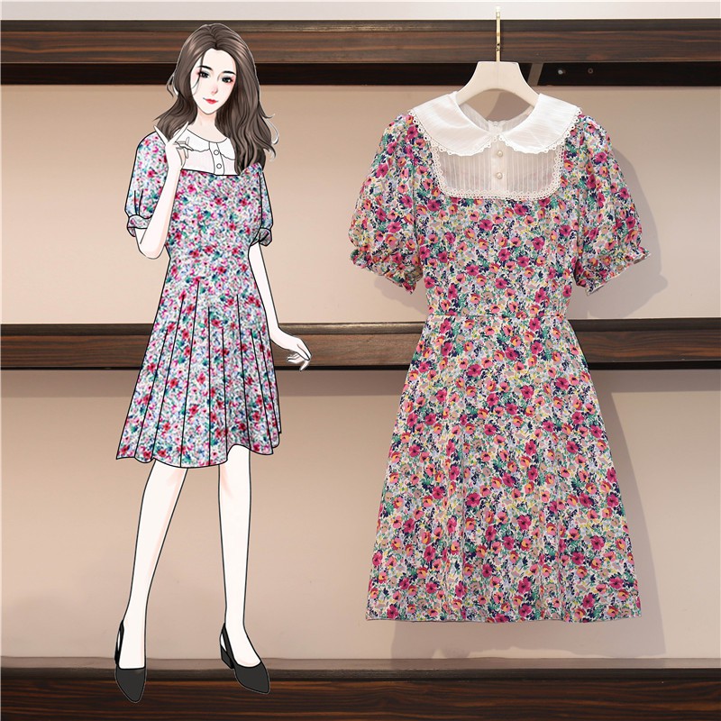 🌸Hàng Order🌸 Váy Hoa Bigsize Cổ Bèo Trắng Tiểu Thư Sang Chảnh🌸Hàng Quảng Châu