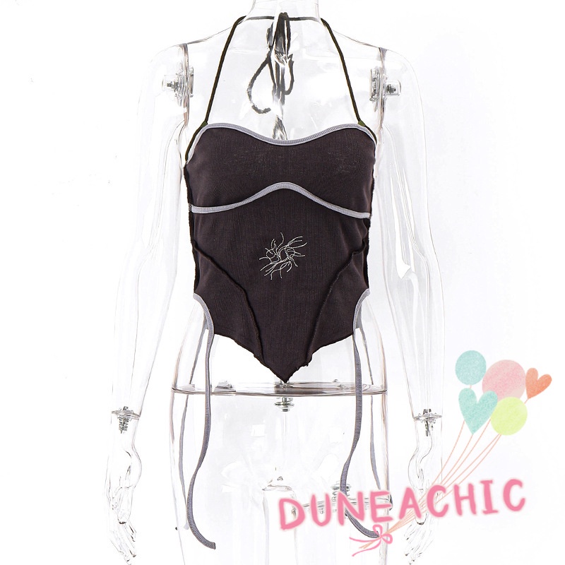 DUNEA Áo Hai Dây In Họa Tiết Xinh Xắn Dành Cho Nữ