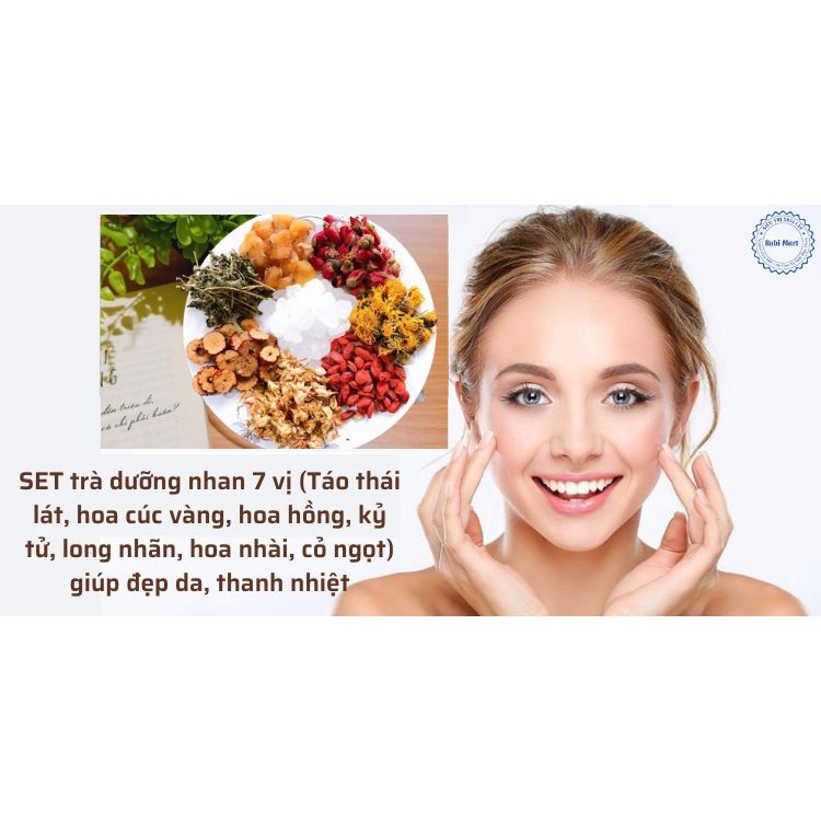 Set trà dưỡng nhan 7 vị (Táo thái lát, hoa cúc vàng, hoa hồng, kỷ tử, long nhãn, hoa nhài, cỏ ngọt)