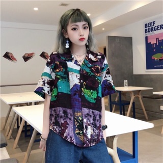 Áo sơ mi hình Nữ hoạ tiết