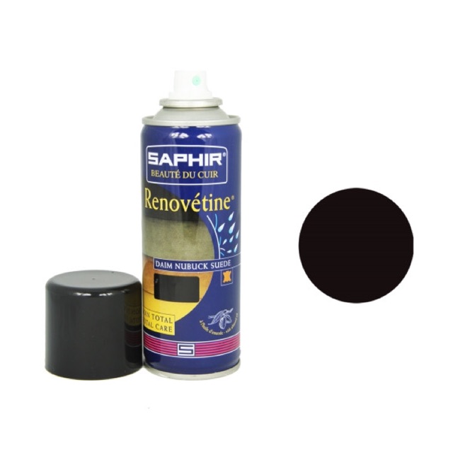 Xi màu đen đánh giày da lộn của Pháp (chai xịt) Chai xịt dưỡng màu da lộn Saphir BDC Renovetine 200ml