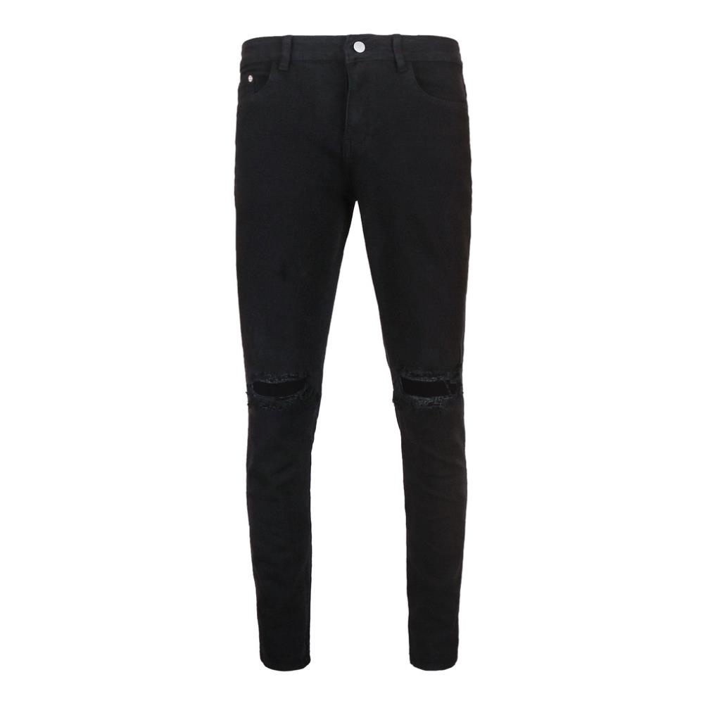 Quần Jeans Nam Đen Rách Gối kiểu Form Dáng Skinny Đứng Dáng Ôm Chân Đẹp, Co giãn Tốt -GJ*&