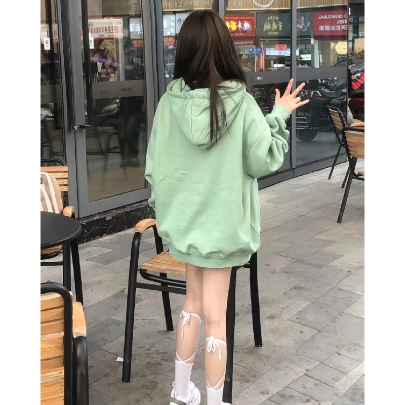 ZHELIHANGFEI Áo Hoodie Dáng Rộng In Chữ Phong Cách Mỹ Thời Trang