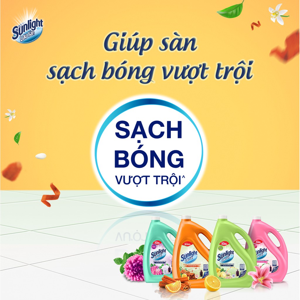 Nước lau sàn Cao Cấp Sunlight Tinh dầu Thảo mộc Ngăn côn trùng Chanh & Sả | Quế & Cam | Tre & Lô hội - Chai 3.6 KG