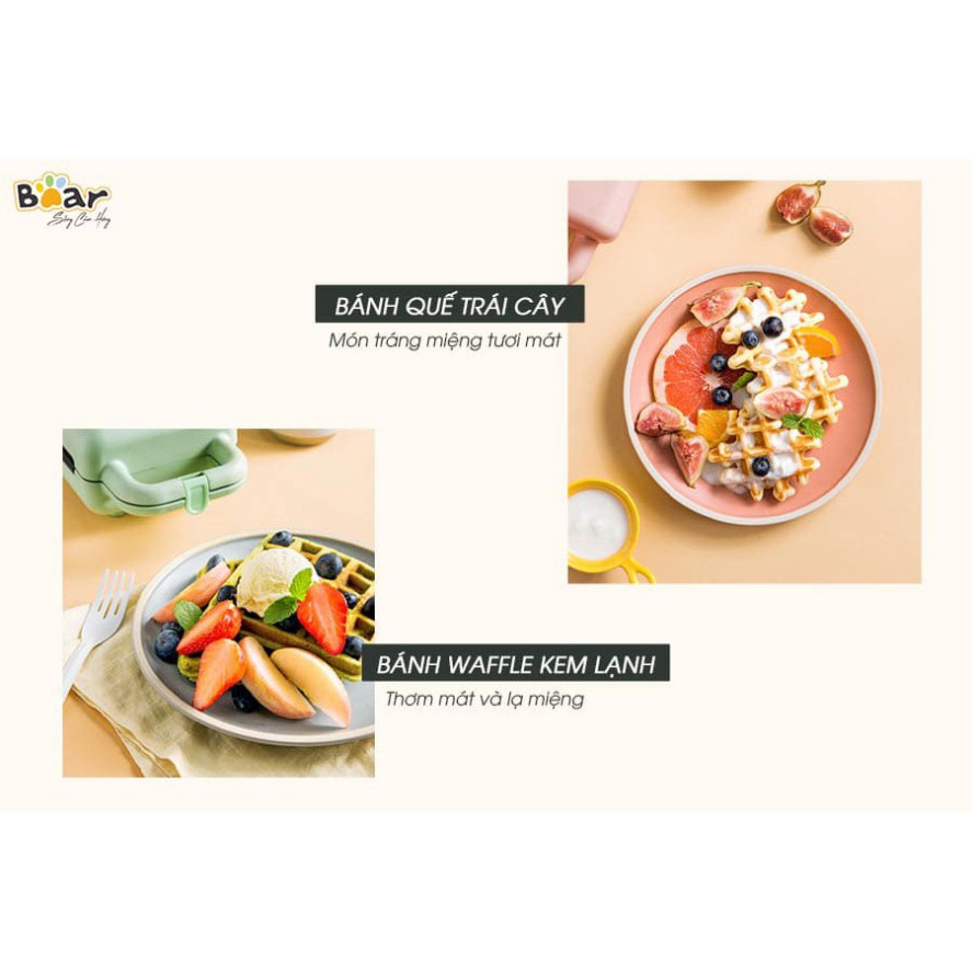 Máy Nướng Bánh Mì Kẹp Nướng Bánh Sandwich Làm Bánh Waffle, Rán Trứng Xúc Xích Bear DBC-P06N2 (Bảo hành 18 tháng)