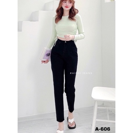 Quần Jeans Nữ Aiori Quần Baggy Jeans Lưng Cao Baggy Bò Trơn Lai Tua Màu Đen Xám Phong Cách Thời Trang_ Mã B004