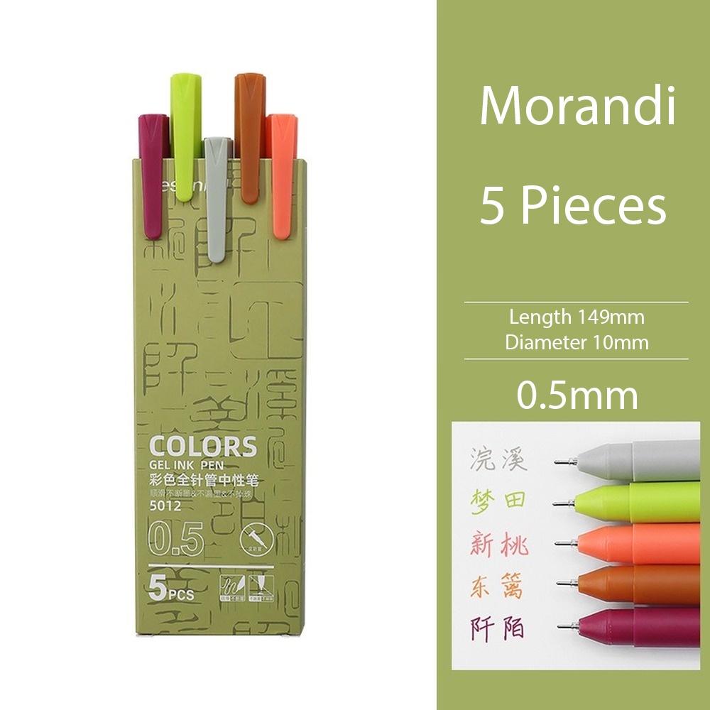 Set 5 bút mực gel ngòi 0.5mm màu macaron đơn giản tiện dụng cho học sinh