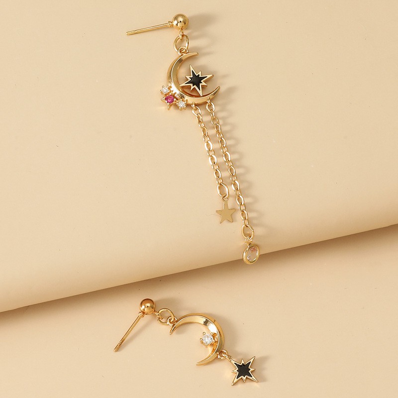 Fashionable Moon And Star Earrings