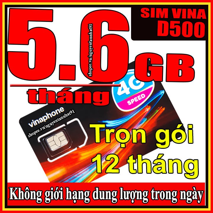 Sim 4G Vina trọn gói 1 năm gói cước D500, D500t miễn phí hoàn toàn 1 năm không nạp tiền,sử dụng trên toàn quốc.