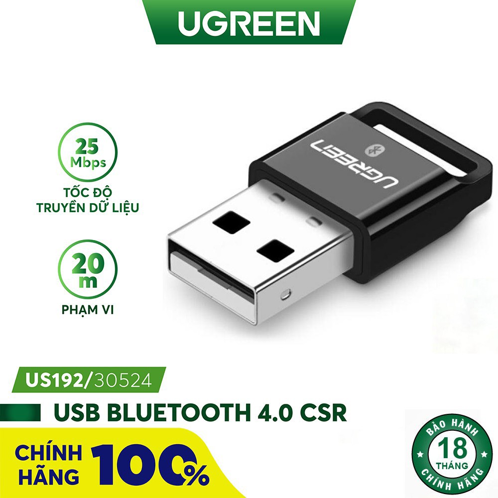 Thiết bị USB thu Bluetooth 4.0 dùng trên máy tính, laptop UGREEN US192