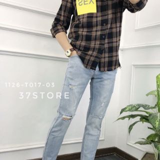 Áo sơ mi nam ca rô bụi bặm