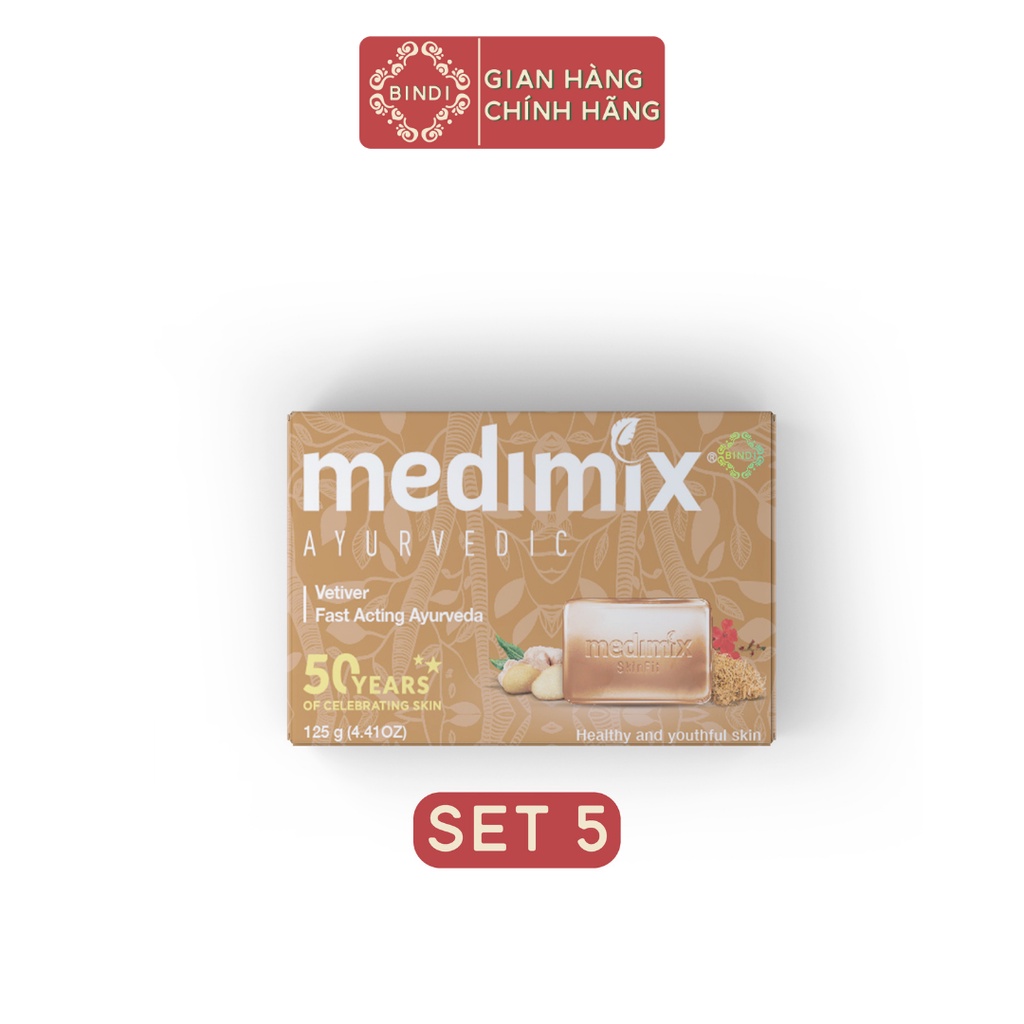 [Mã FMCGMALL -8% đơn 250K] Set 5 Xà phòng Medimix Cỏ Hương Bài 125g/bánh