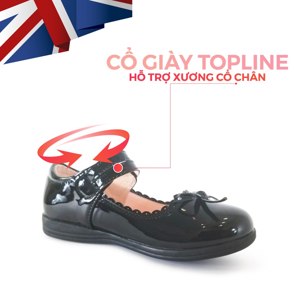 Giày Búp Bê Đen Đi Học Bé Gái Crown Space UK School Shoes CB3022 Cao Cấp Nhẹ Êm Thoáng Mát Size 28-36/4-14 Tuổi