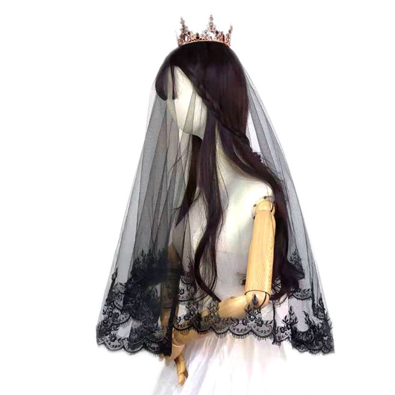 Khăn trùm đầu bằng ren họa tiết thêu hoa xinh xắn thời trang dành cho lễ hội hóa trang