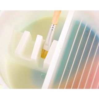 Xô Rửa  Vệ Sinh Cọ Vẽ Tròn Đa Năng, Có Ô Cắm Cọ Khô, Palette