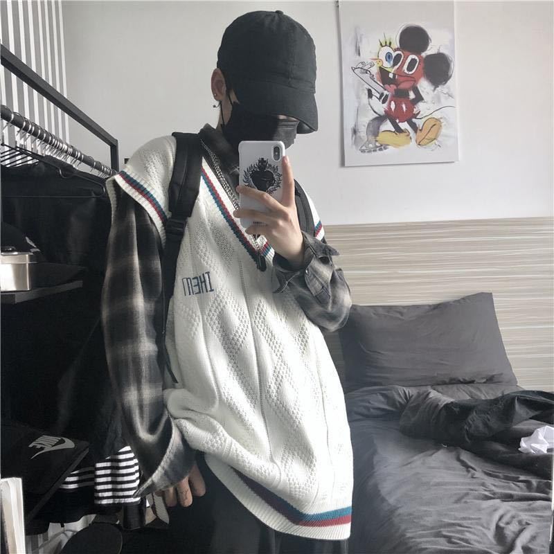 Áo Len Không Tay Màu Trơn Phong Cách Retro Hàn Quốc Cho Nam | BigBuy360 - bigbuy360.vn