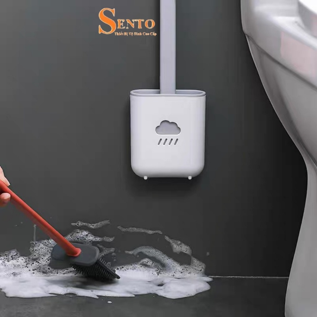 Chổi cọ bồn cầu toilet nhà vệ sinh silicon thông minh - cây cọ bồn cầu chà nhà tắm tiện dụng