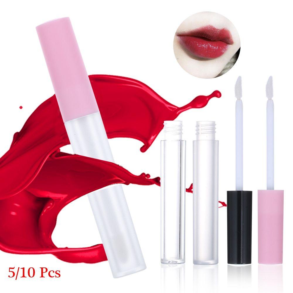 Set 5 / 10 Lọ Rỗng Trong Suốt Đựng Son Kem 3ml Kèm Cọ Tiện Dụng DIY