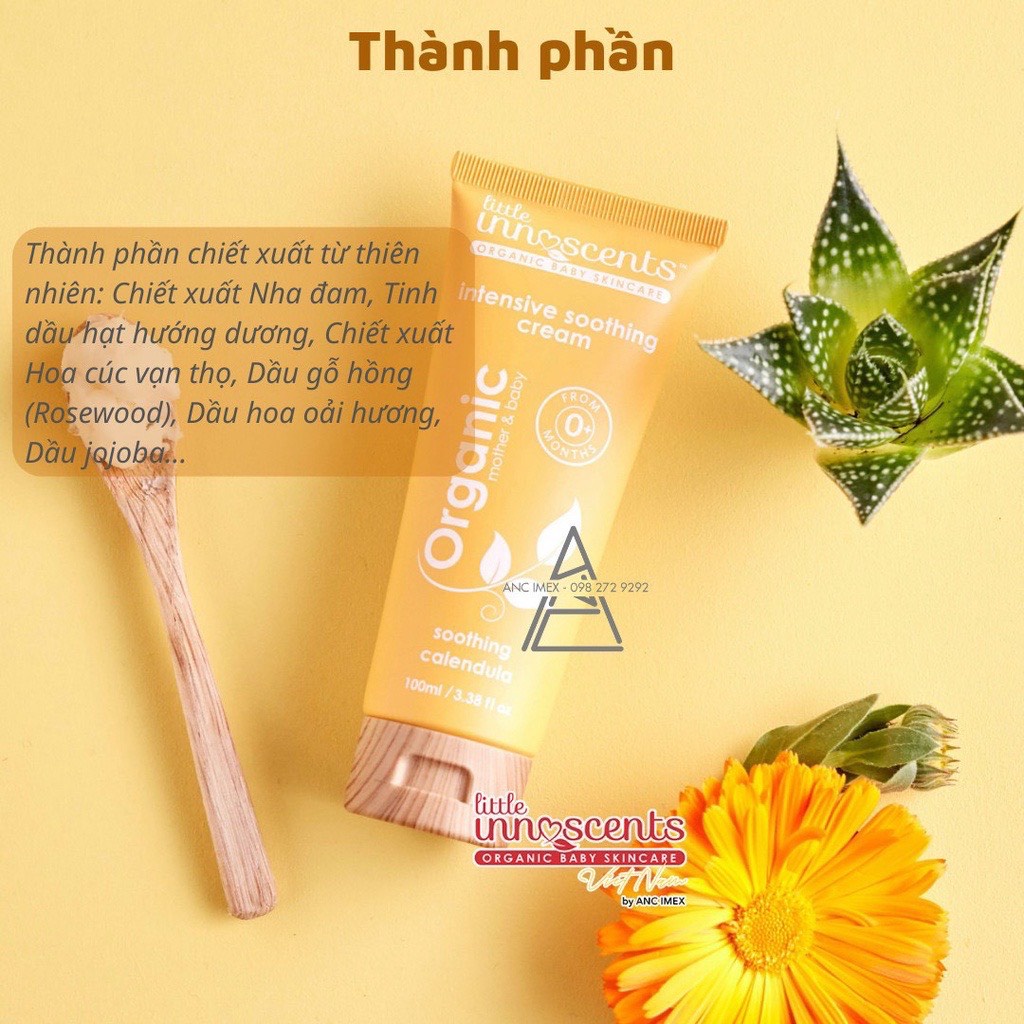 ( NHẬP KHẨU CHÍNH NGẠCH ĐI AIR) KEM DƯỠNG ẨM CHỐNG HĂM HỮU CƠ LITTLE INNOSCENTS CHO BÉ TỪ 0M+ 100ML